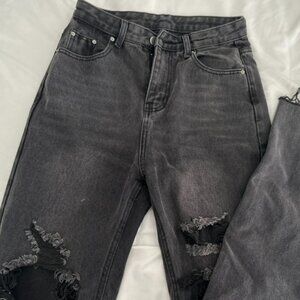 Black High Rise Ripped Jeans